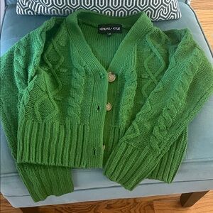Kendall & Kylie Vibrant Green Cable Cardigan
